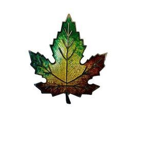 Sterling Silver Enamel Canadian Autumn Colorful Maple Leaf Brooch Pin Vintage‎